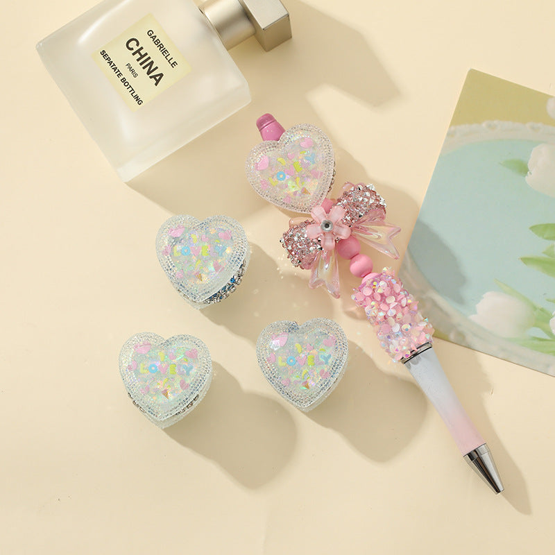 Wholesale 5pcs Heavy industry beads resin LOVE love beaded pen loose beads jewelry accessories beaded pen beads DIY material